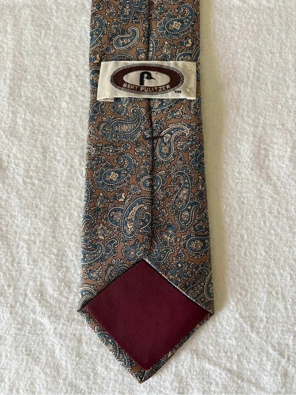Vintage Bert Pulitzer Brown Paisley Silk Tie Classic Made in USA EUC